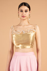 Gold Off Shoulder Top Pink Bottom SetDSC01600