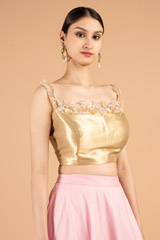 Gold Off Shoulder Top Pink Bottom SetDSC01601