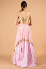 Gold Off Shoulder Top Pink Bottom SetDSC01604