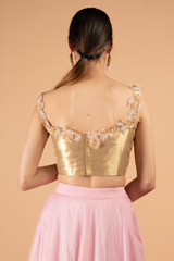 Gold Off Shoulder Top Pink Bottom SetDSC01605