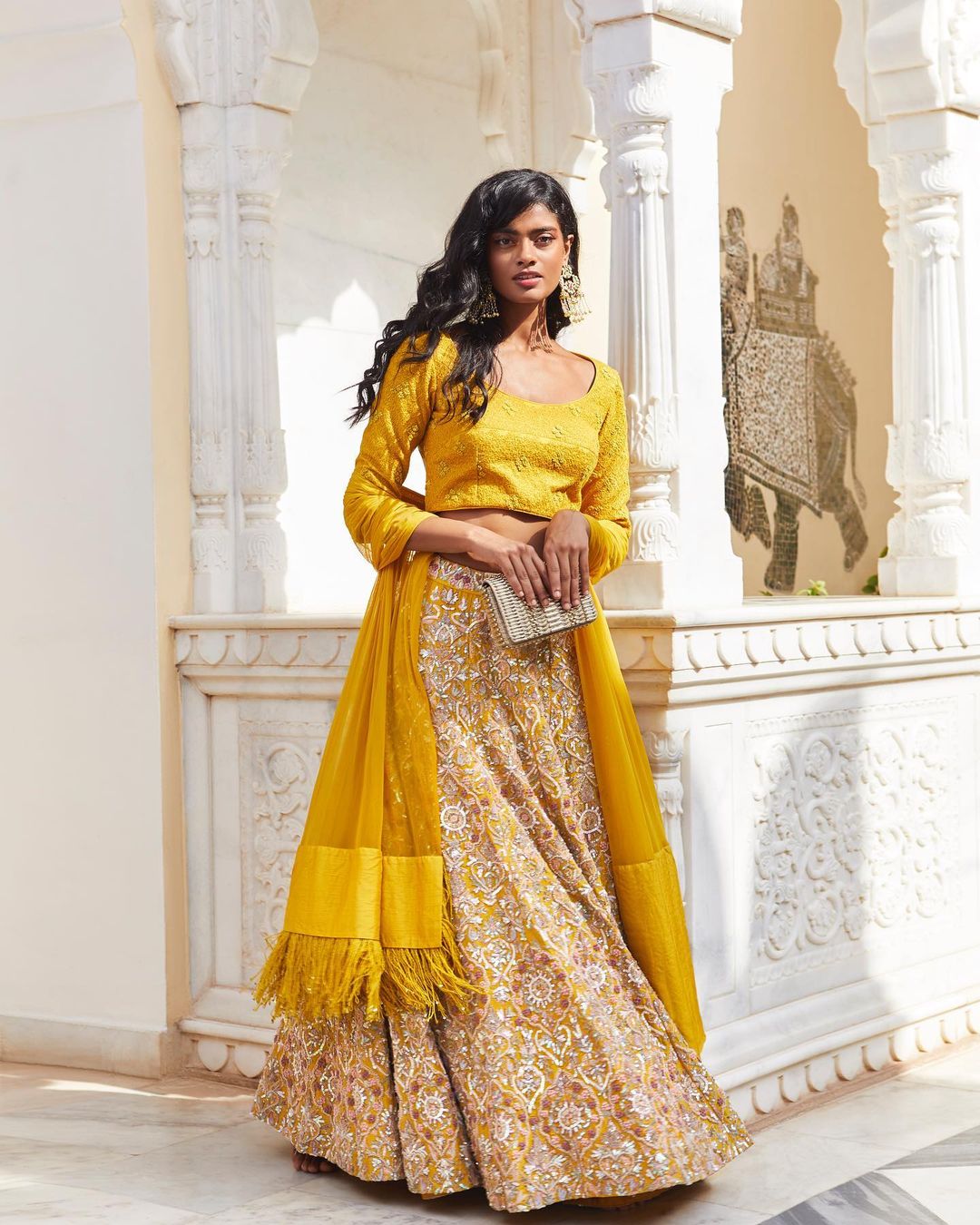Yellow Jaal Lehenga17