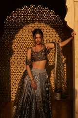Grey Chanderi Booti Lehenga2