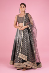 Grey Chanderi Booti LehengaDSC05764