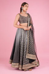 Grey Chanderi Booti LehengaDSC05765