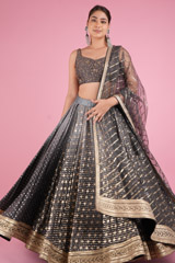Grey Chanderi Booti LehengaDSC05767