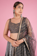 Grey Chanderi Booti LehengaDSC05768