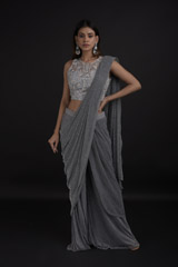 Grey Shimmer Saree Gown