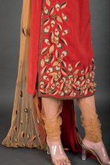 Rust Leaf Embellished Kurta Set_DSC3059