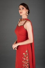 Rust Leaf Embellished Kurta Set_DSC3062-Edit