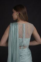 Green Cerulean Saree Gown_DTR9303