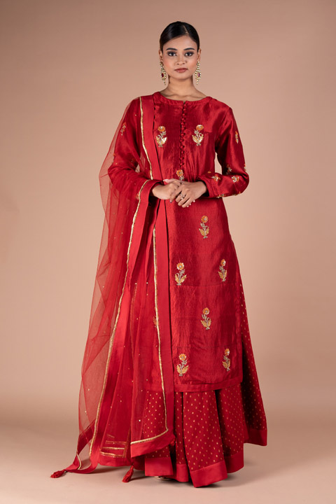 Maroon Zardozi Kurta Lehenga
