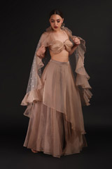 Bronze Organza Ruffled LehengaIMG_0863