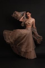 Bronze Organza Ruffled LehengaIMG_0889