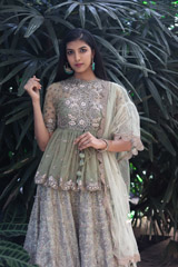 Mint Green Peplum Top With Lehenga  Set2