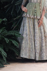 Mint Green Peplum Top With Lehenga  Set3