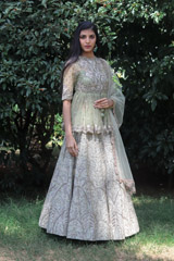 Mint Green Peplum Top With Lehenga  Set4