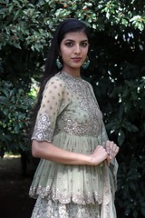 Mint Green Peplum Top With Lehenga  Set6