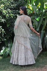 Mint Green Peplum Top With Lehenga  Set9