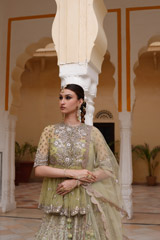Mint Green Peplum Top With Lehenga  SetDSC04189