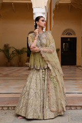 Mint Green Peplum Top With Lehenga  Set