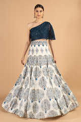 Printed Blue Top Bottom Set