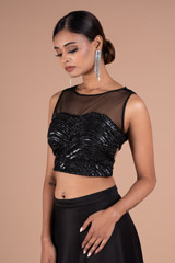 Black Skirt With Embroidered BlouseDSC05733