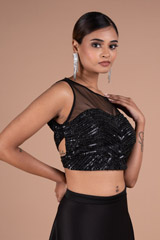 Black Skirt With Embroidered BlouseDSC05735
