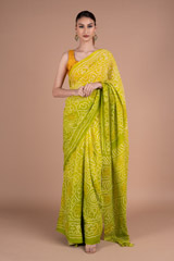 Grass Green   Bandhej Saree