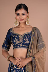 Blue Silk Brocade LehengaDSC05576