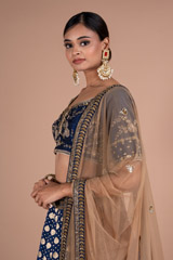 Blue Silk Brocade LehengaDSC05577