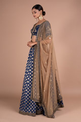 Blue Silk Brocade LehengaDSC05578