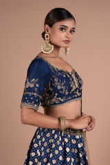 Blue Silk Brocade LehengaDSC05580