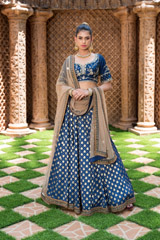 Blue Silk Brocade Lehenga_DSC7121-Edit