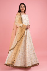 White Drop Shoulder Anarkali