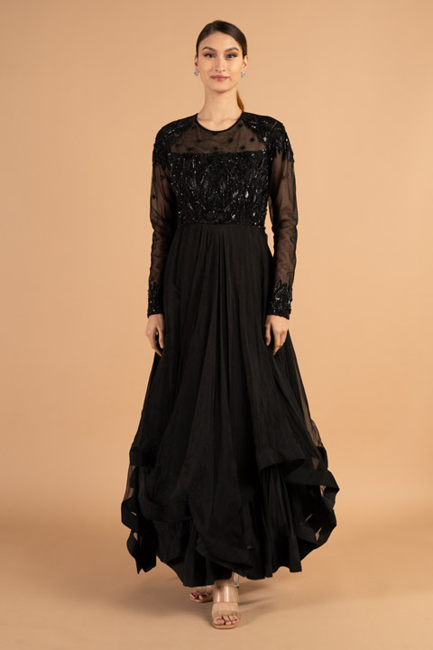 Black Cascading Gown