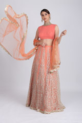 Peach Embroidered Lehenga2138_video