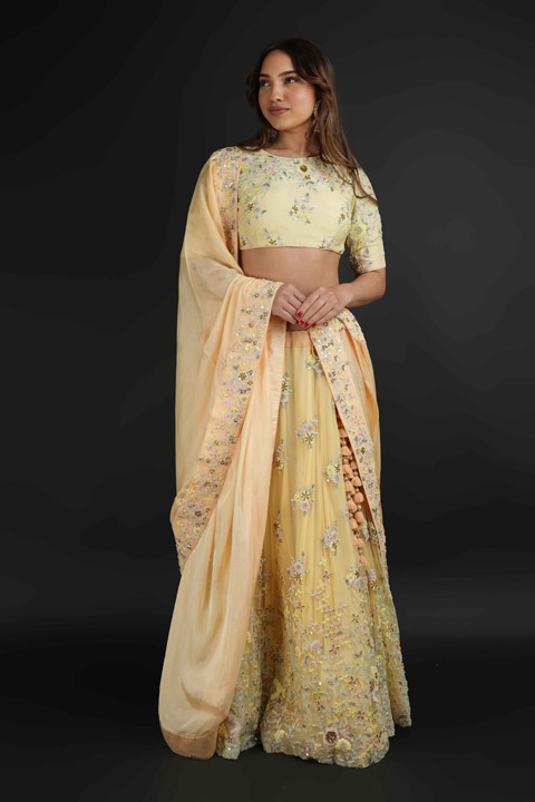 Yellow Jaal Lehenga