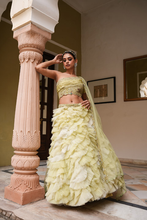 Mint Ruffled Lehenga