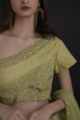 Mint Ruffled Lehenga_DTR9645