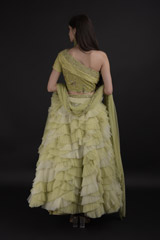 Mint Ruffled Lehenga_DTR9653