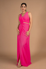 Fuchsia Waist Cutout Gown
