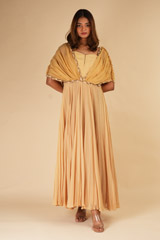 Beige Ruched Corset Gown