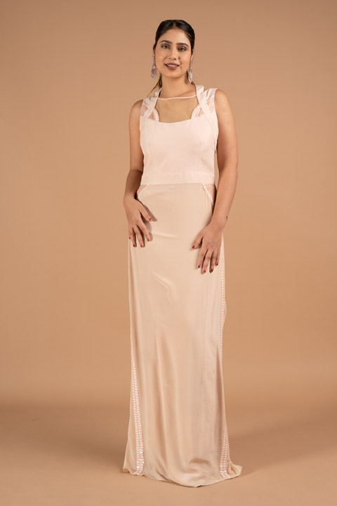 Beige Sequin Gown