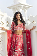 Coral Shimmer Lehenga