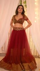 Maroon Embroidered Lehenga