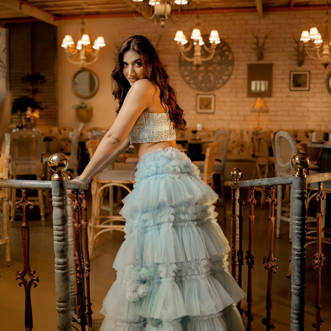 Blue Frill Lehenga Set2