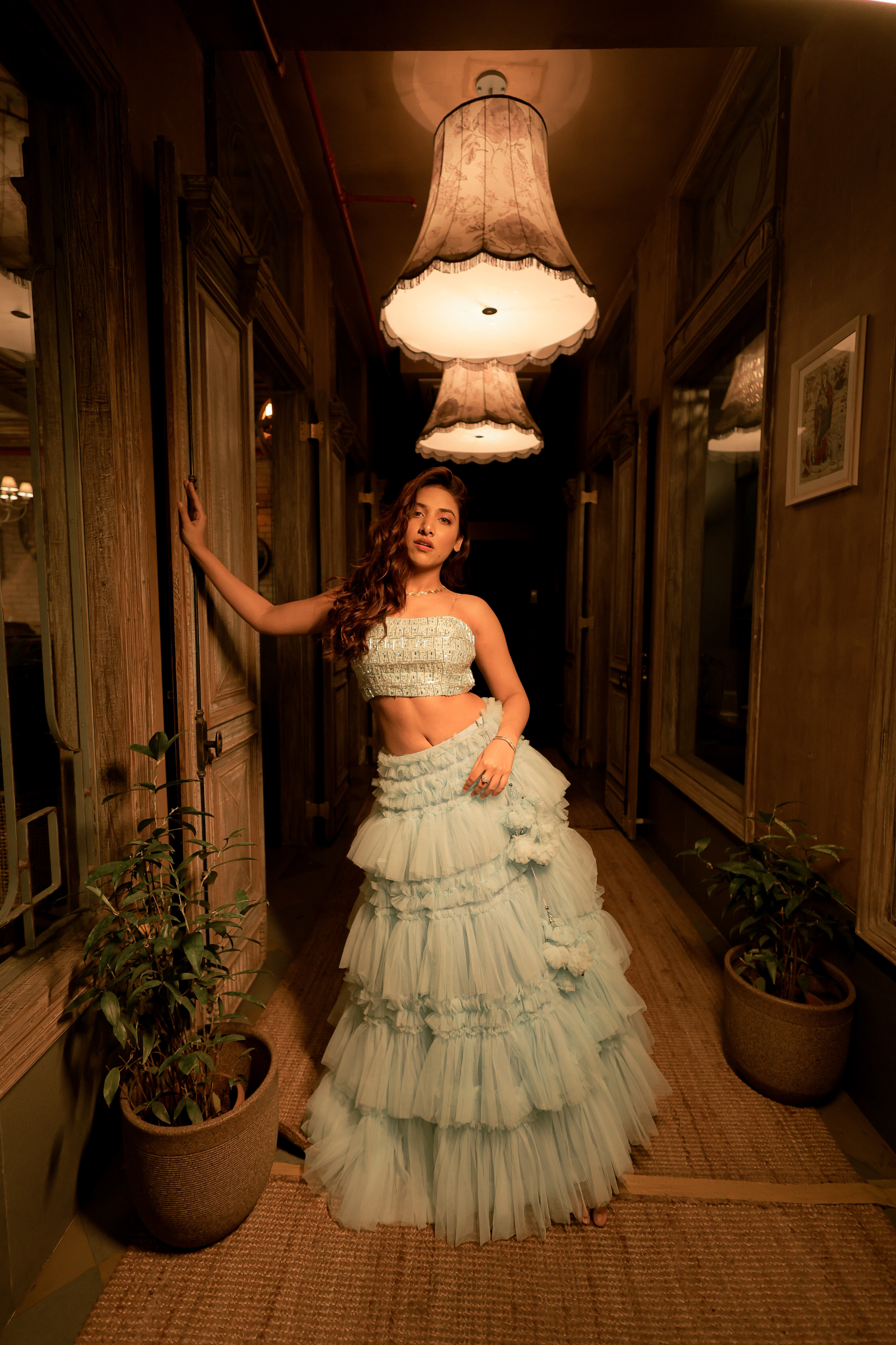 Blue Frill Lehenga Set