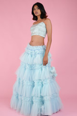Blue Frill Lehenga SetDSC07594