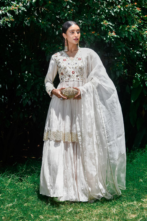 Habutai Silk Peplum Lehenga