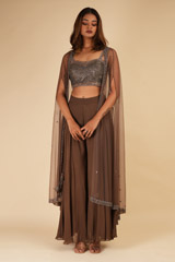 Brown Bustier  Sharara Pants